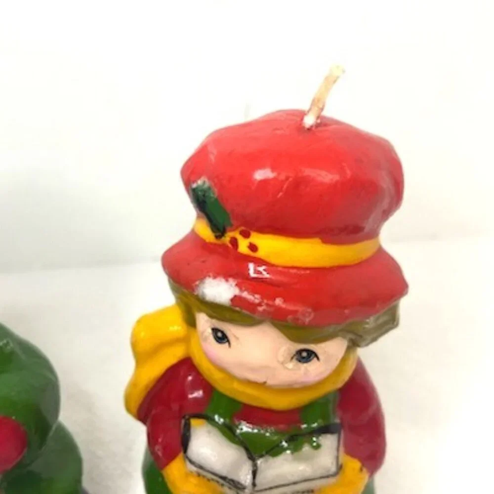 Vintage Interpur Christmas Caroler Candles Pair Retro Classic Holiday Decor 5